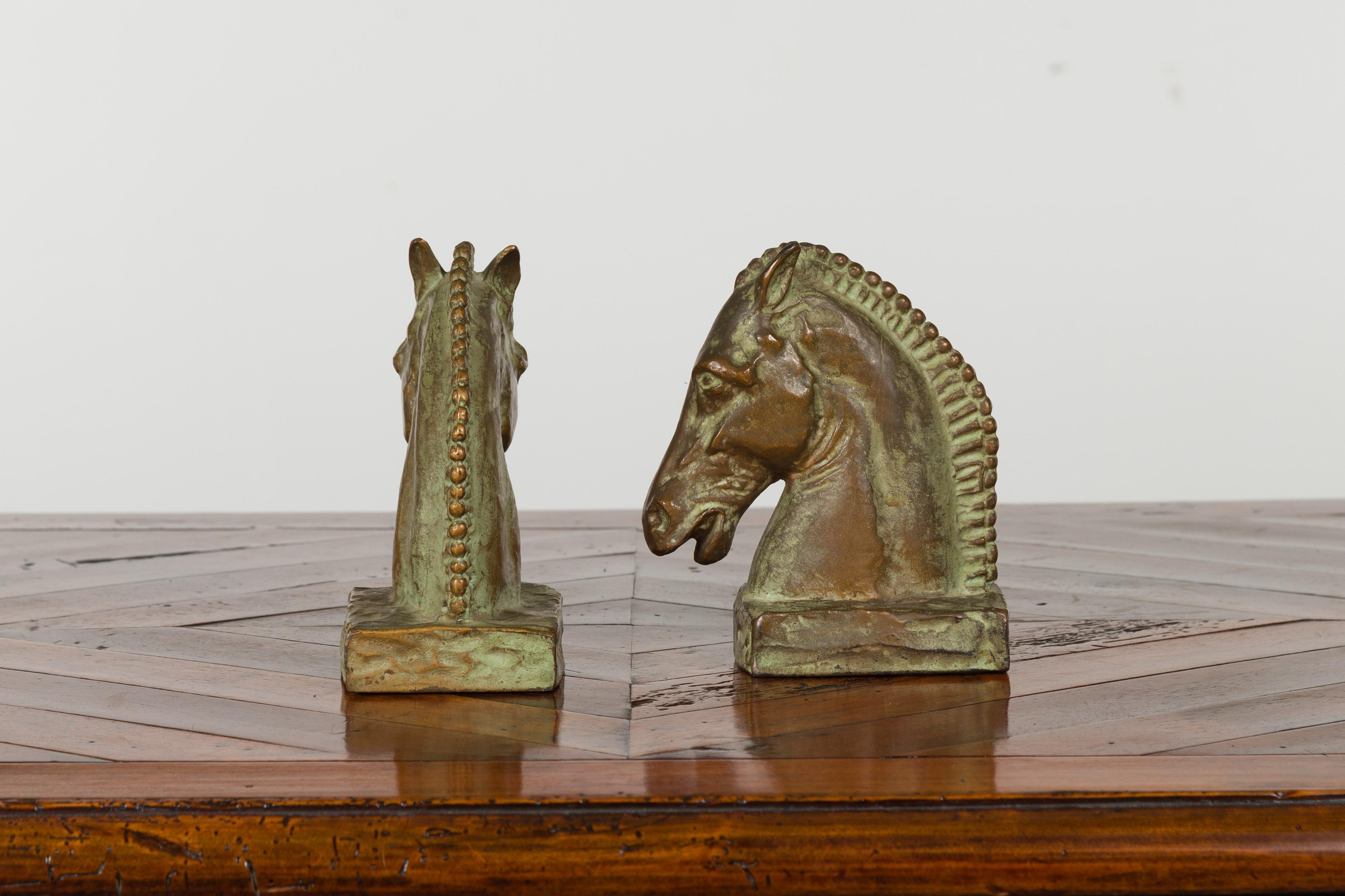 20th Century Pair of American Midcentury McClelland Barclay Bronze Horse Head Bookends