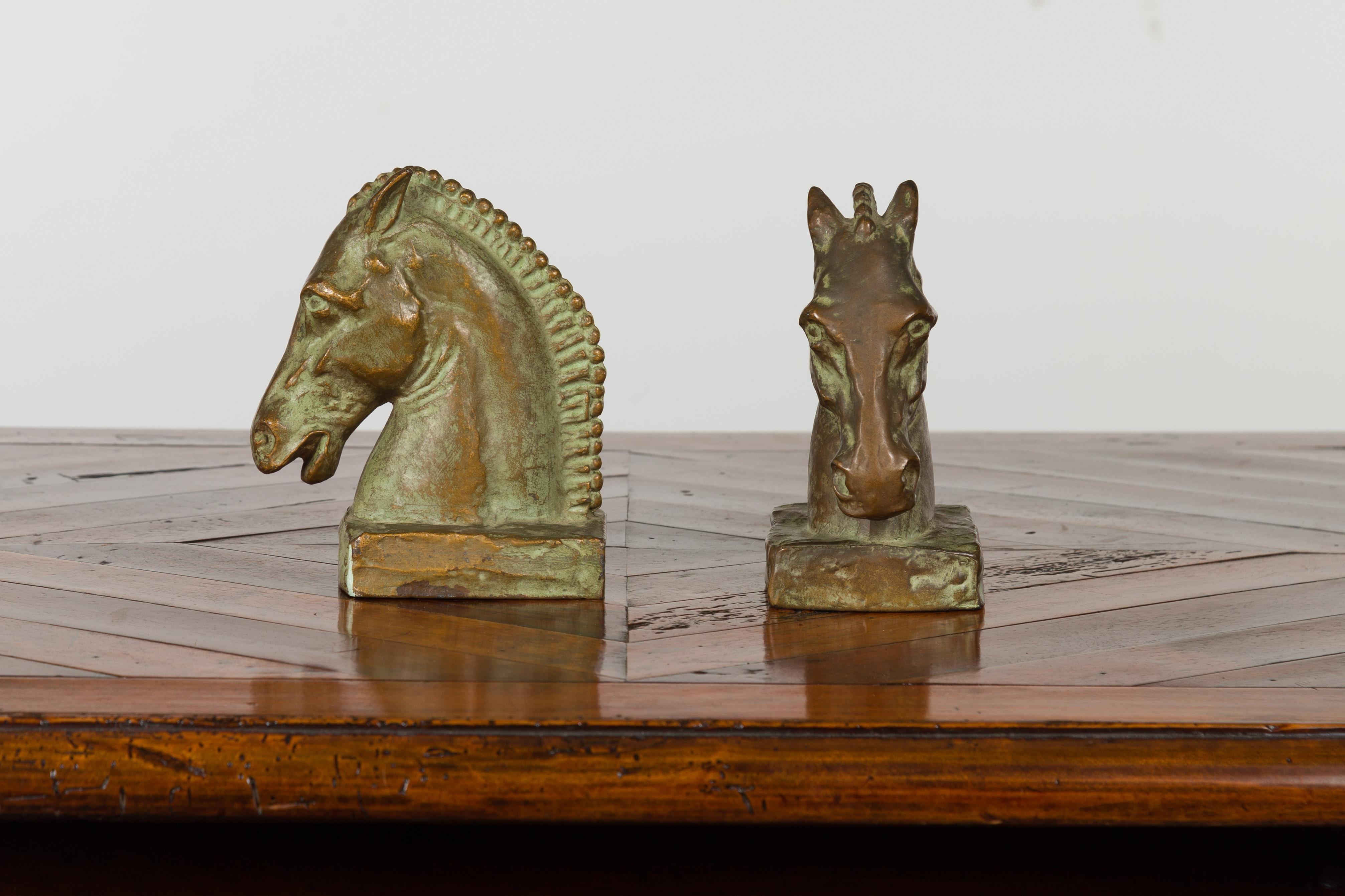 Pair of American Midcentury McClelland Barclay Bronze Horse Head Bookends 1