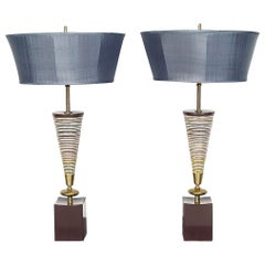 Pair of American Midcentury Modern Ceramic Table Lamps 1960s, Rembrandt Lamp Co.