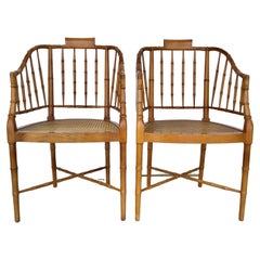 Pair of American Mid-Century Style Faux Bamboo Tub Chairs