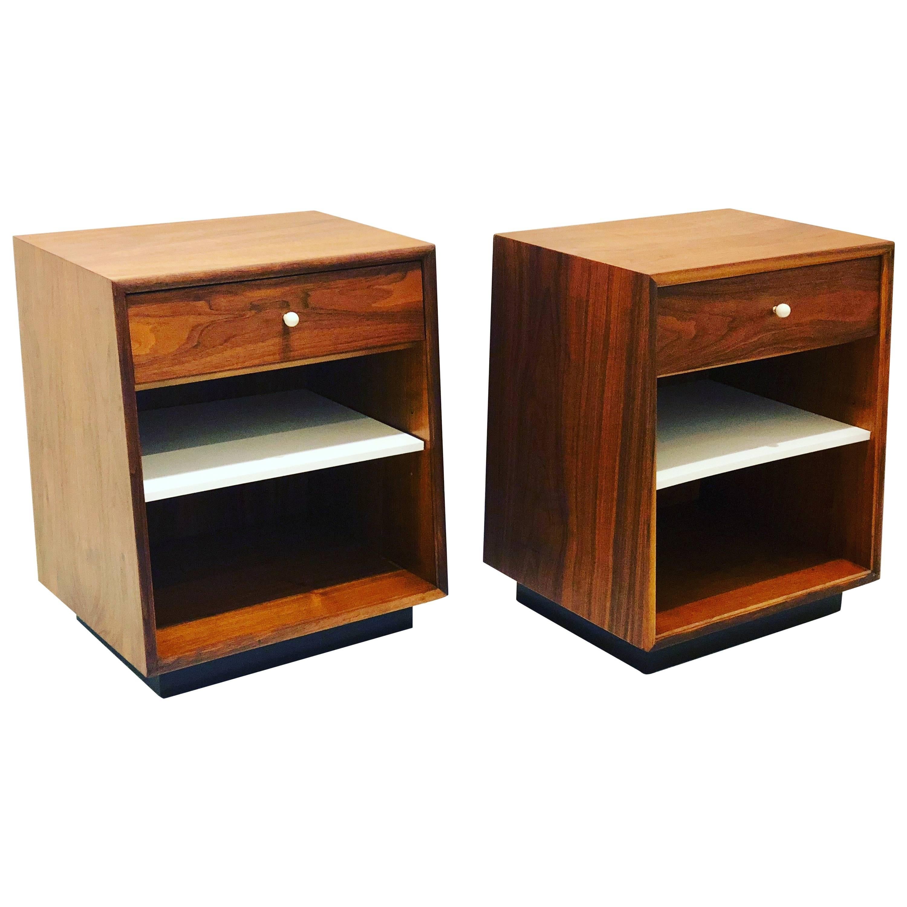 Pair of American Midcentury Walnut Nightstands by Kipp Stewart for Drexel