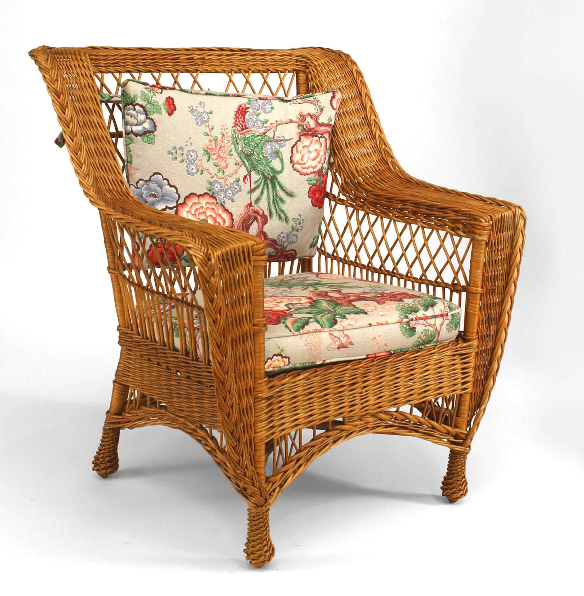 Pair of American Mission Wicker Armchairs In Good Condition For Sale In New York, NY