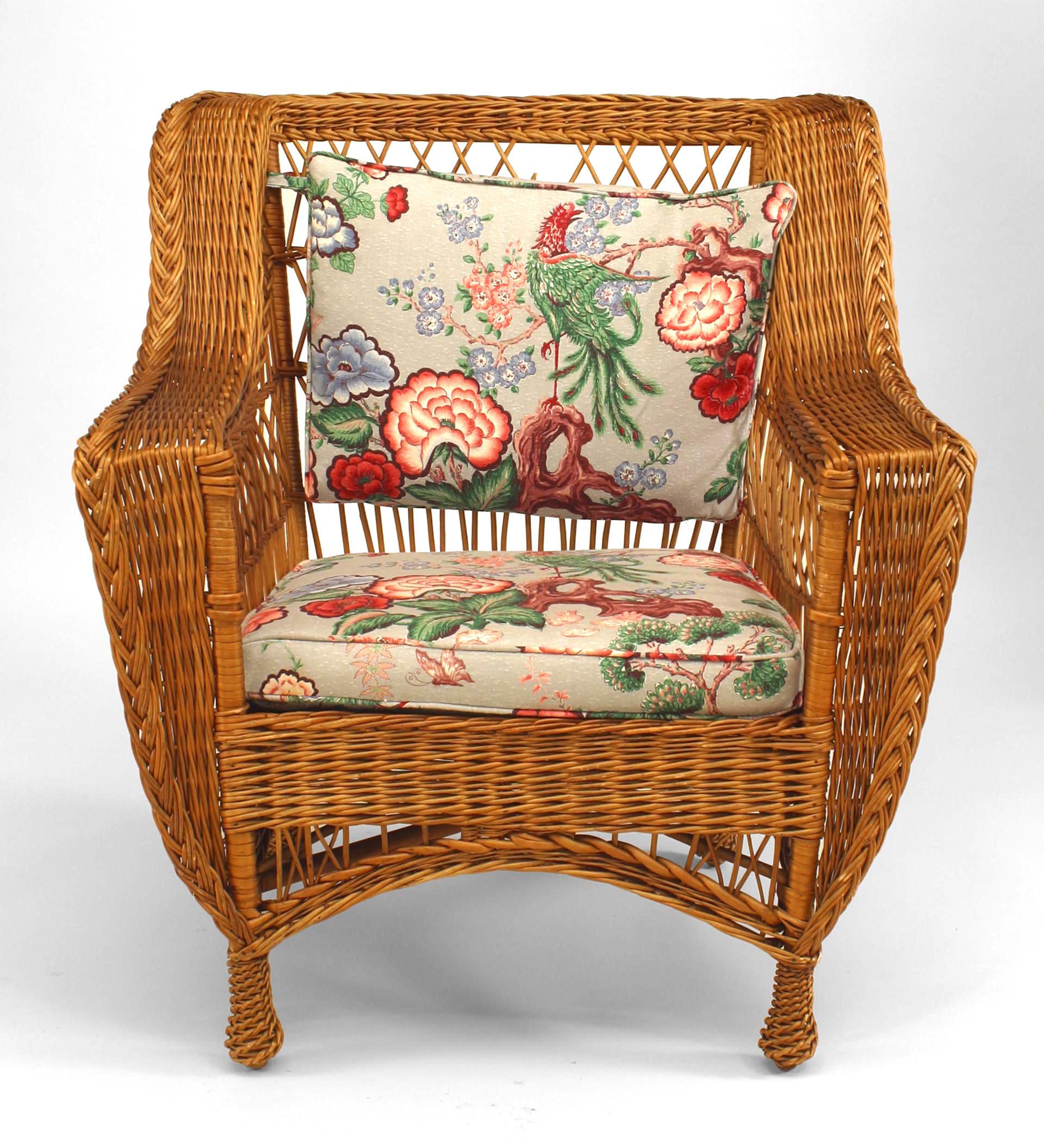 20th Century Pair of American Mission Wicker Armchairs For Sale