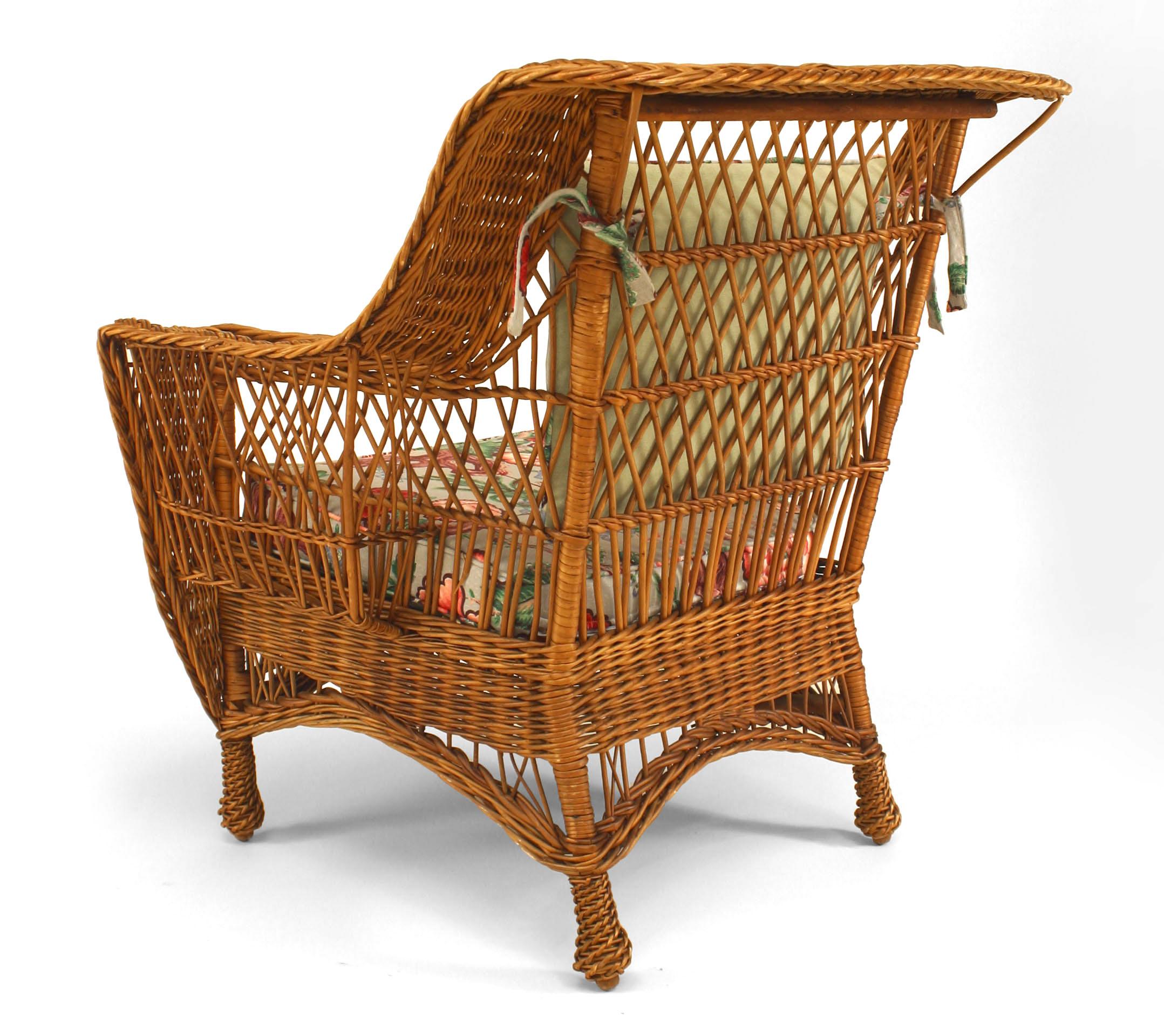 Pair of American Mission Wicker Armchairs For Sale 1