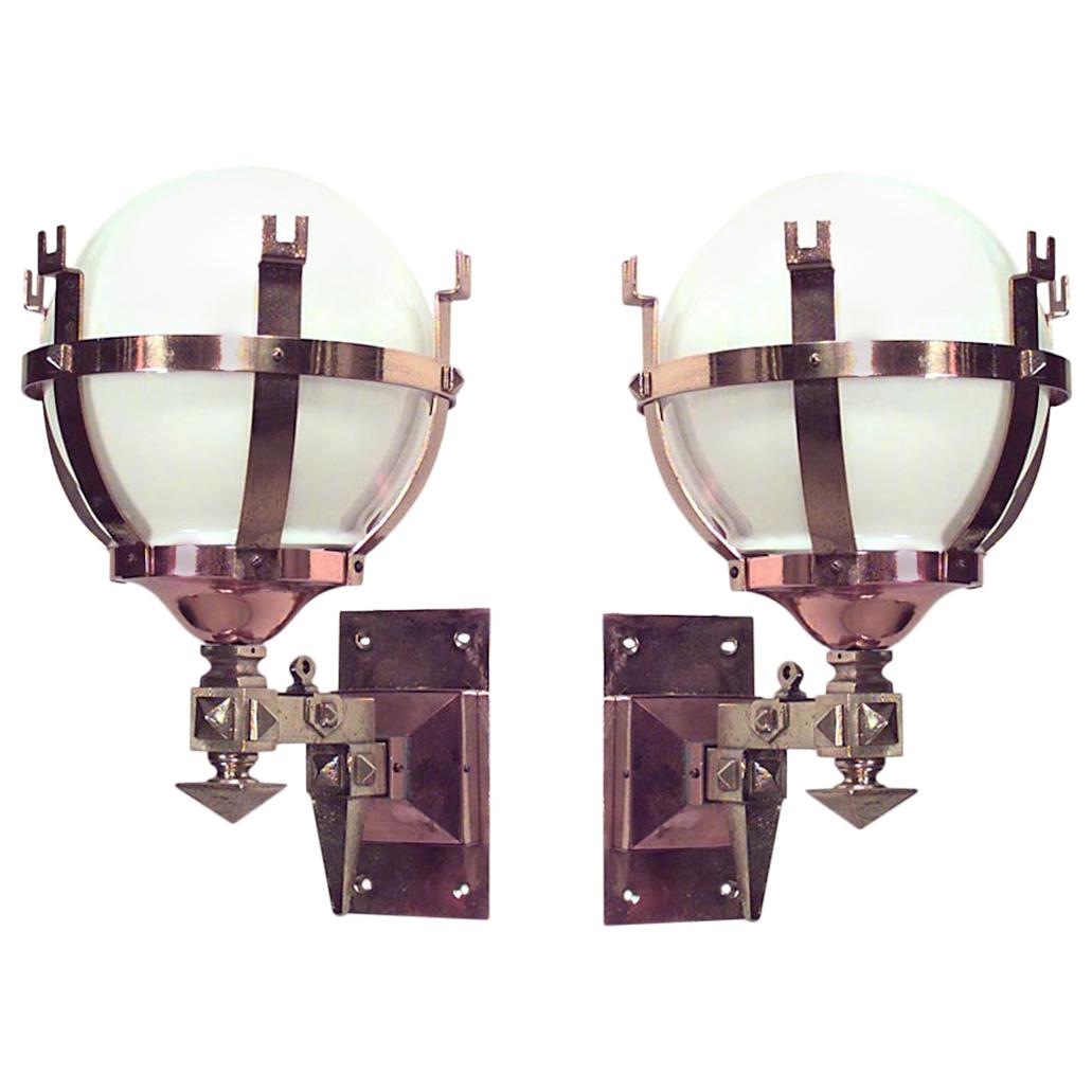 Pair of American Mission Bracket Wall Sconces For Sale