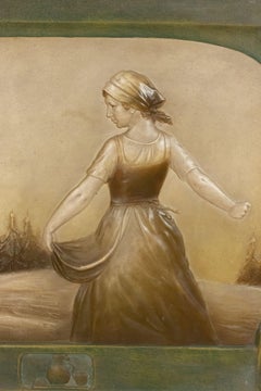 Pareja de Placas de Pared de Porcelana Verde Misión Americana