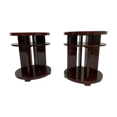 Pair of American Modern Art Deco Machine Age Three Tier Side Table, circa 1930’s