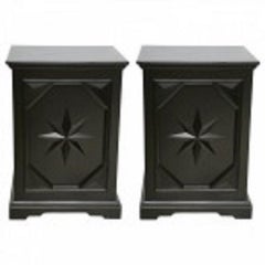 Pair of American Modern Black Lacquer Cabinets