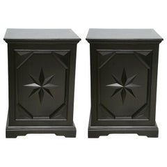 Pair of American Modern Black Lacquer Cabinets