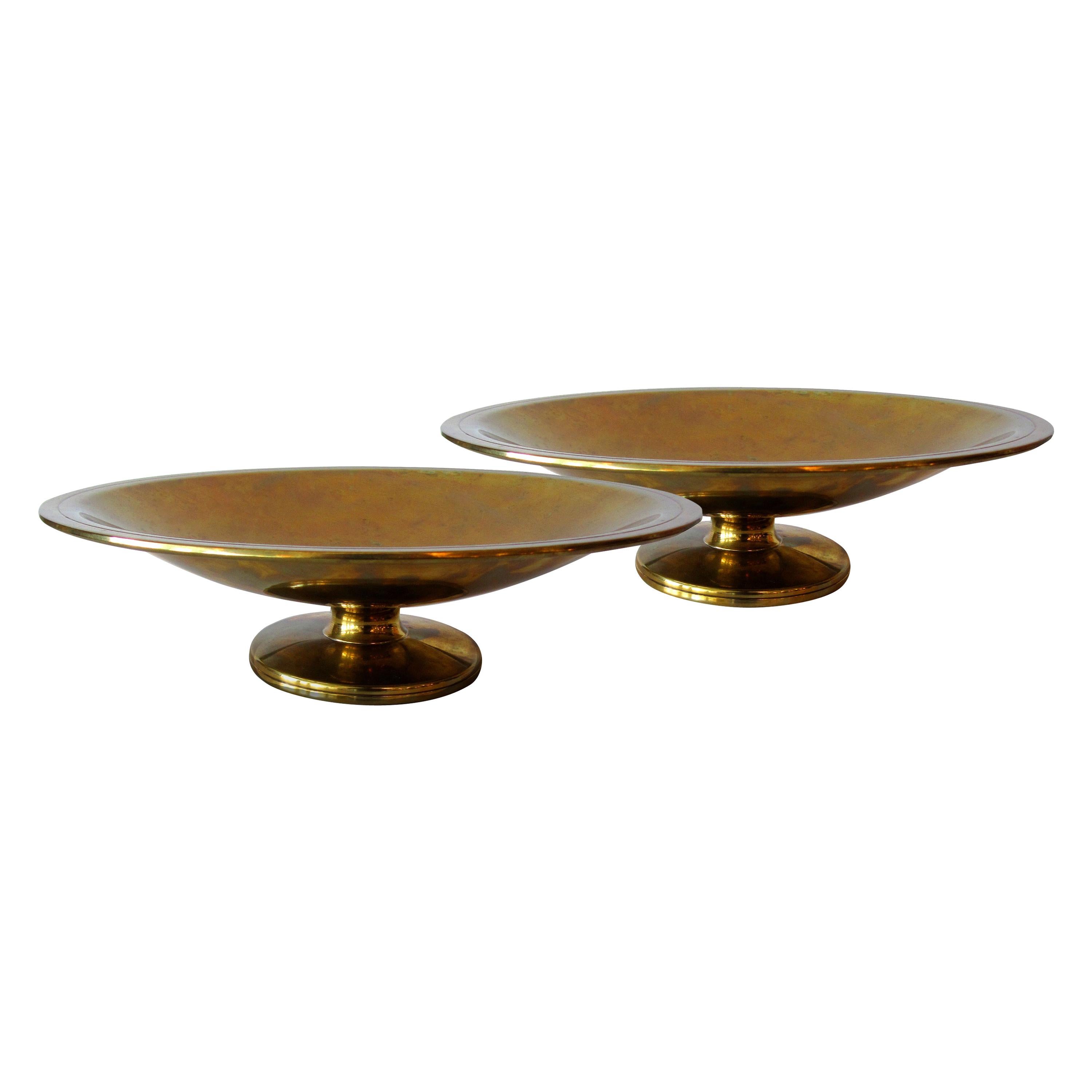 Pair of American Modern Brass Coupes, Tommi Parzinger For Sale