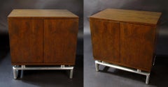 Pair of American Modern Burled-front Bedside Tables