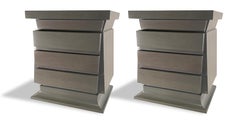 Pair of American Modern Cerused Grey Nightstands, Harold Schwartz for Romweber