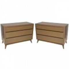 Pair of American Modern Cerused Oak Commodes