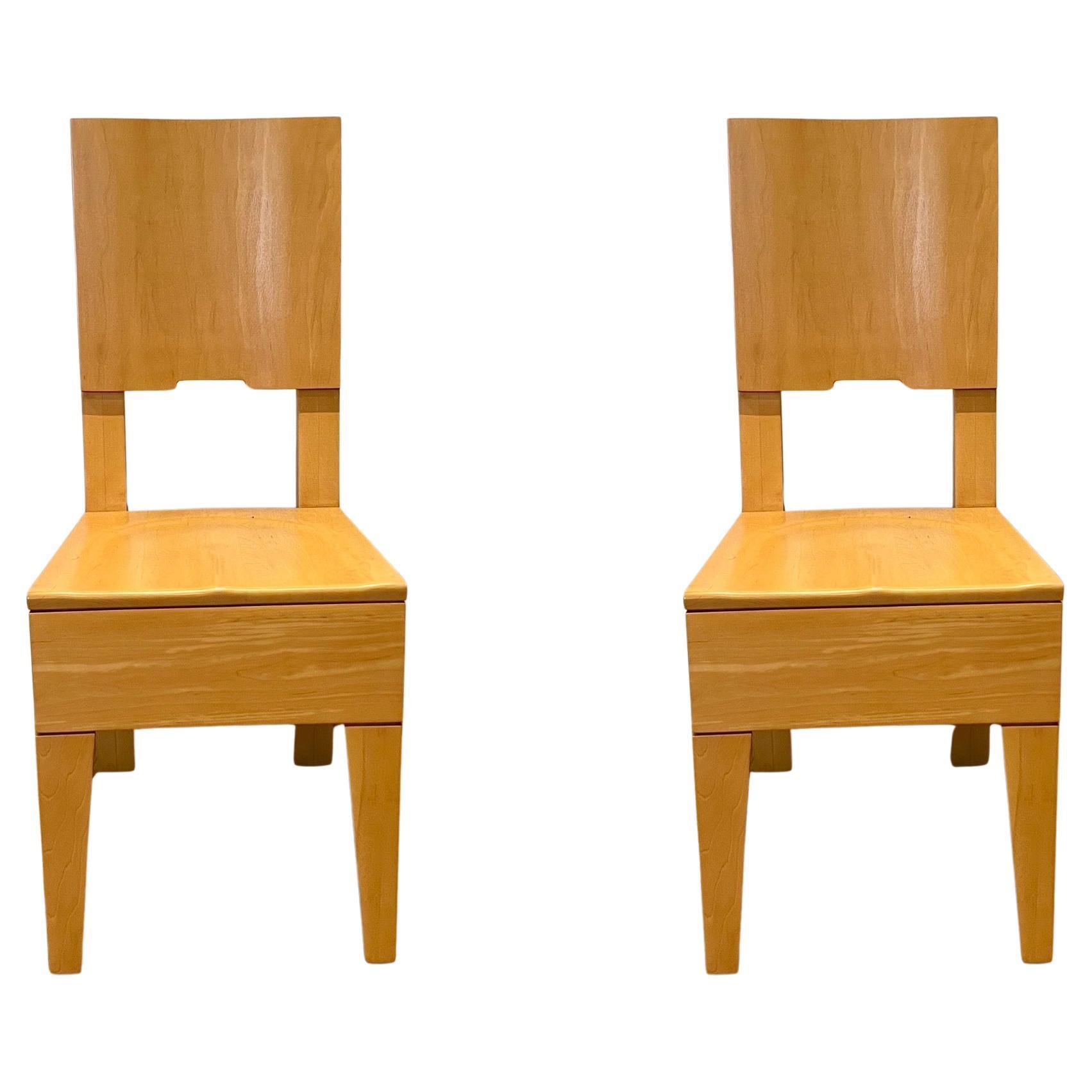 Pair of American Modern Cove Dining Chairs by Artist Roy McMakin For Sale