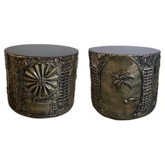 Pair of American Modern Drum Side Tables, Adrian Pearsall