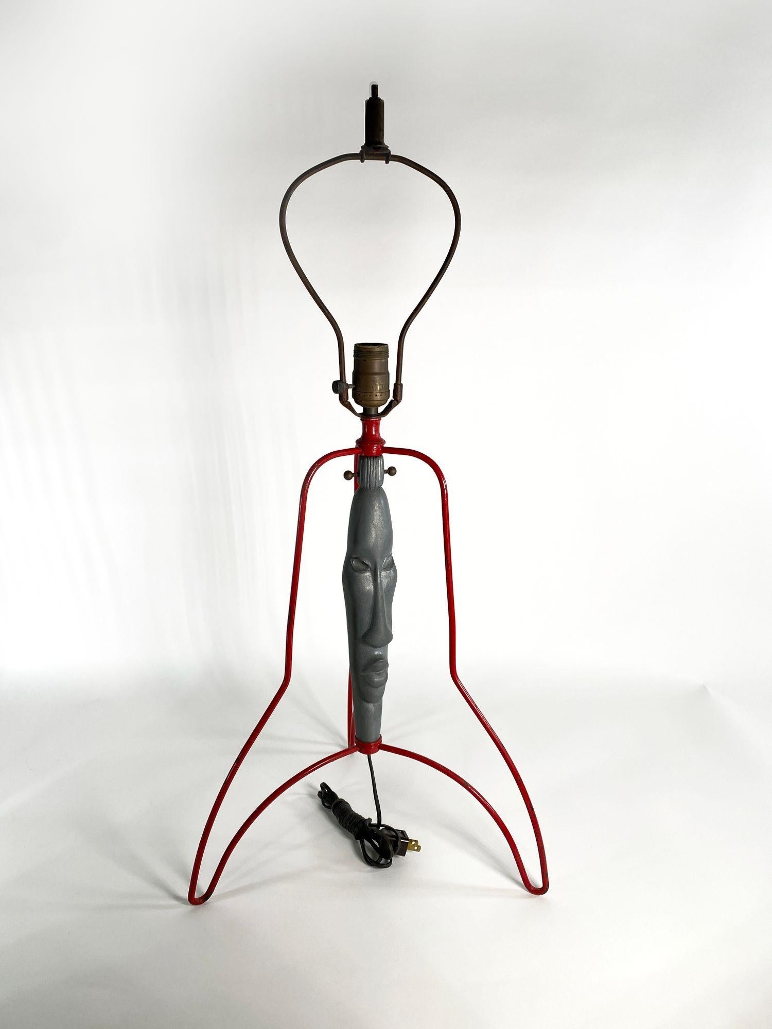Pair of American Modern Figural Aluminum Table Lamps, Frederick Weinberg In Good Condition For Sale In Hollywood, FL