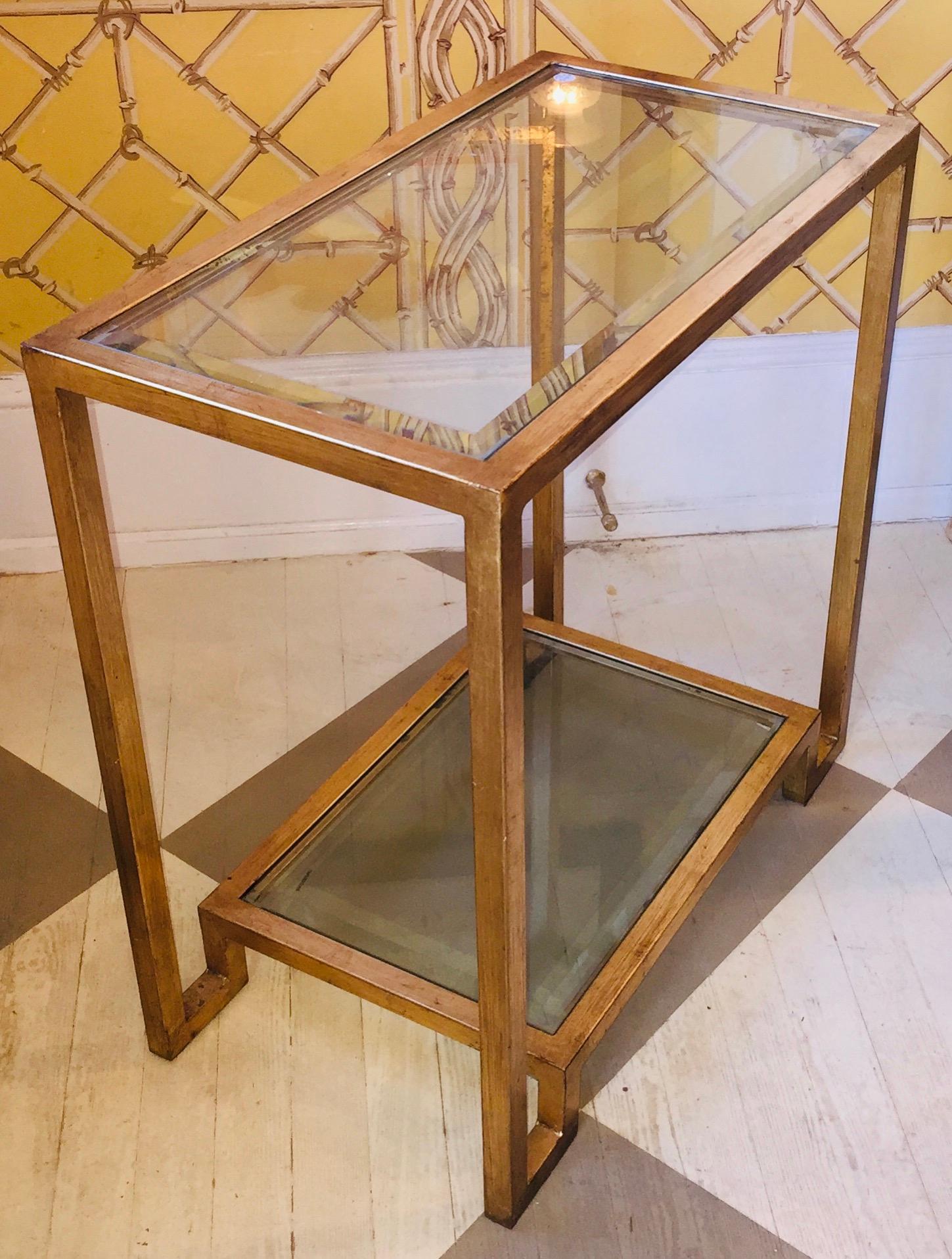 Mid-Century Modern Pair of American Modern Gilt Metal End Tables For Sale