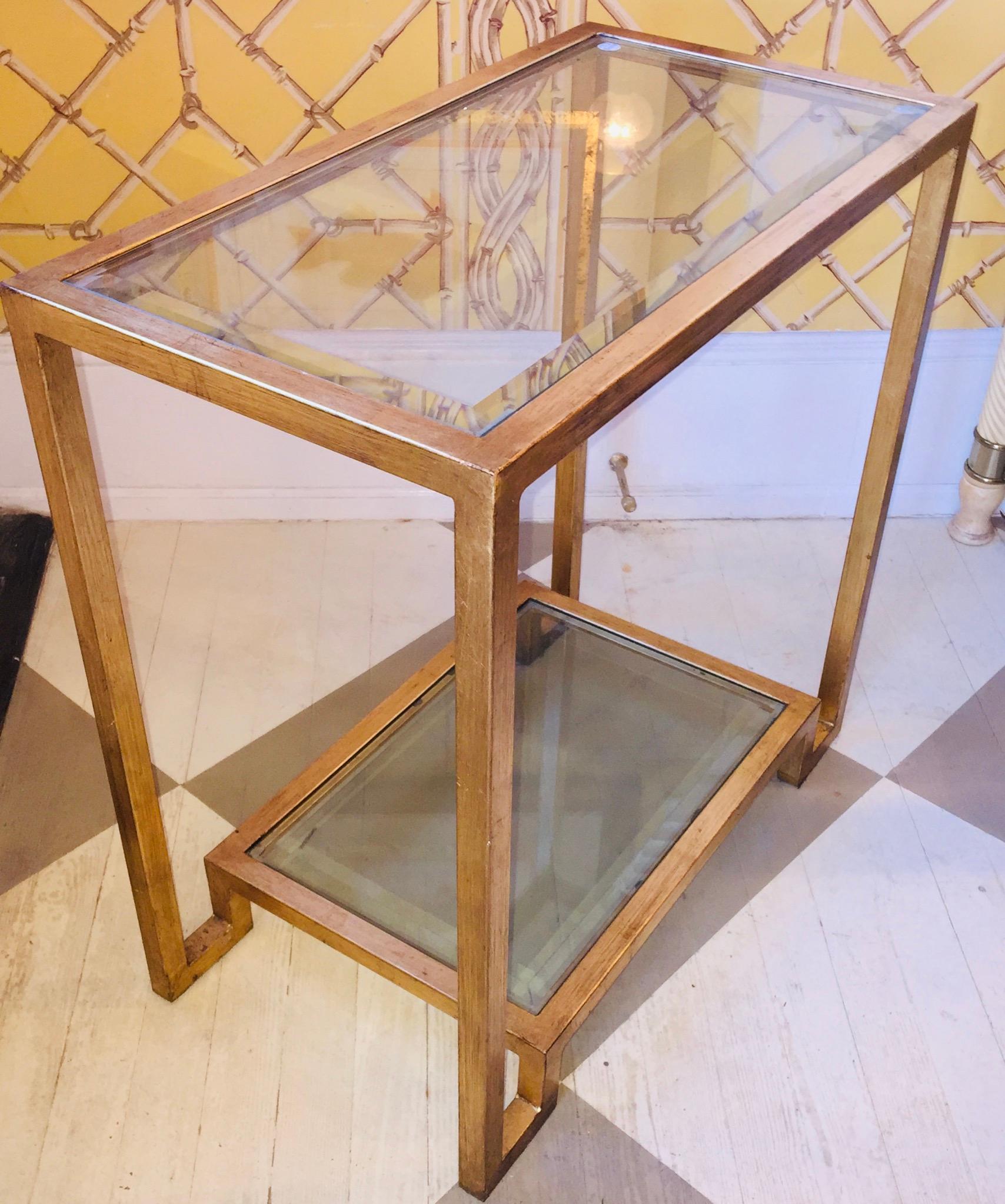 Pair of American Modern Gilt Metal End Tables In Good Condition For Sale In Southampton, NY