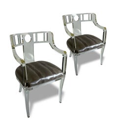 Coppia di poltrone americane moderne in lucite, Geoffrey Bradfield