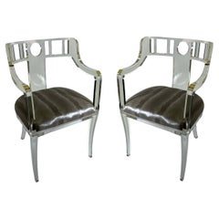 Pair of American Modern Lucite Chair Armchairs, Geoffrey Bradfield