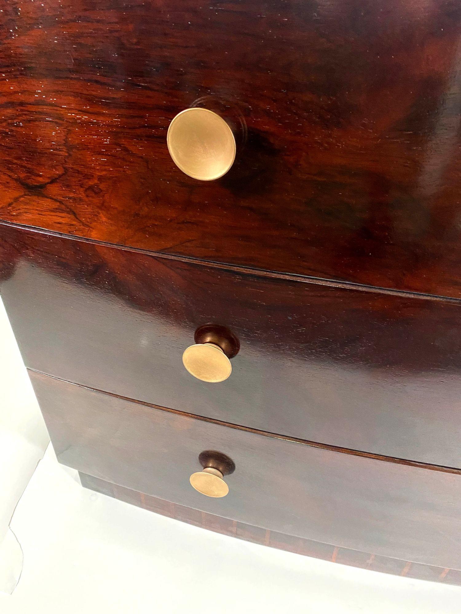 Mid-20th Century Pair of American Modern Rosewood Three-Drawer Chests, Gilbert Rohde For Sale