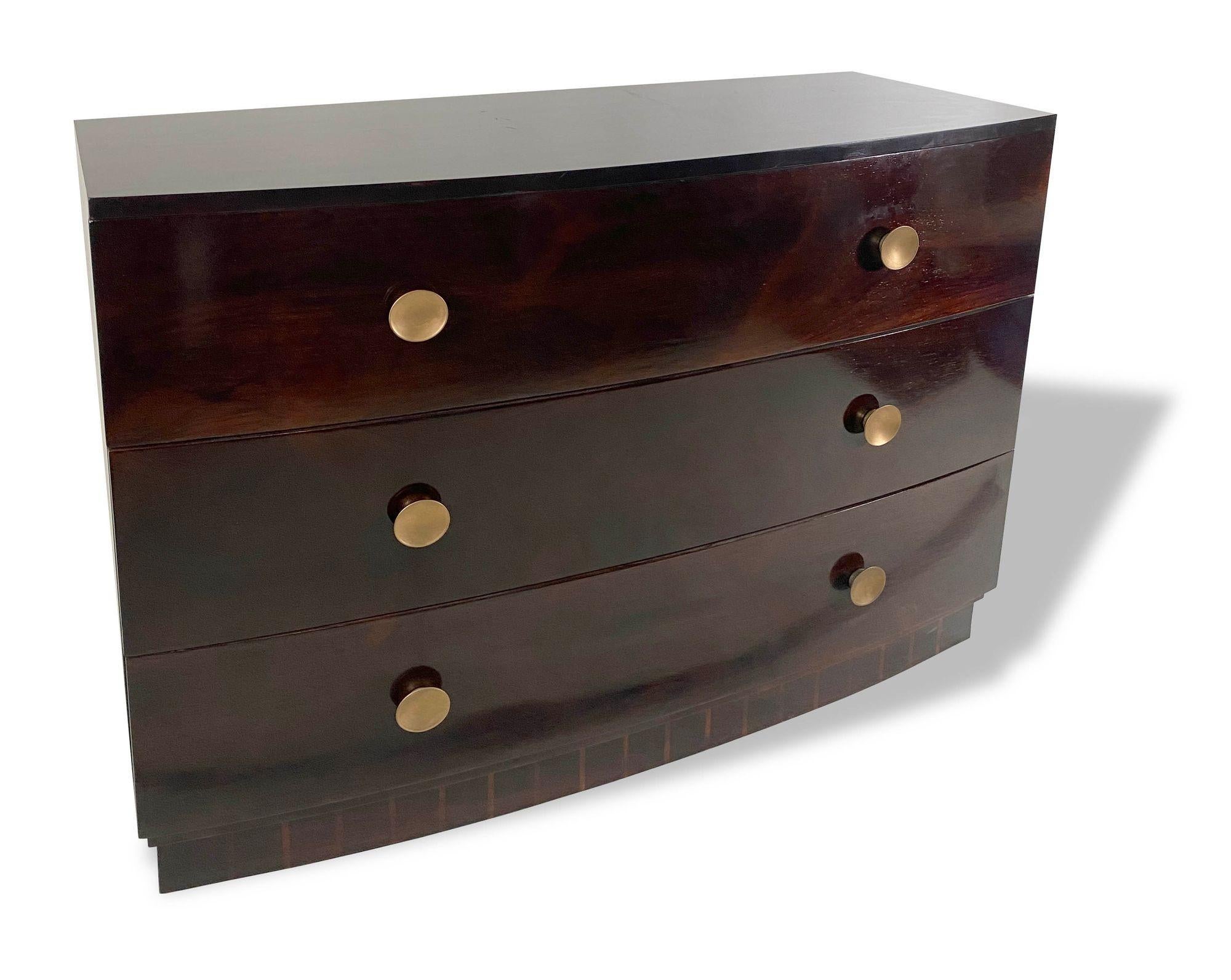 An exceptional pair of chests by Gilbert Rohde, in bookmatched rosewood with 