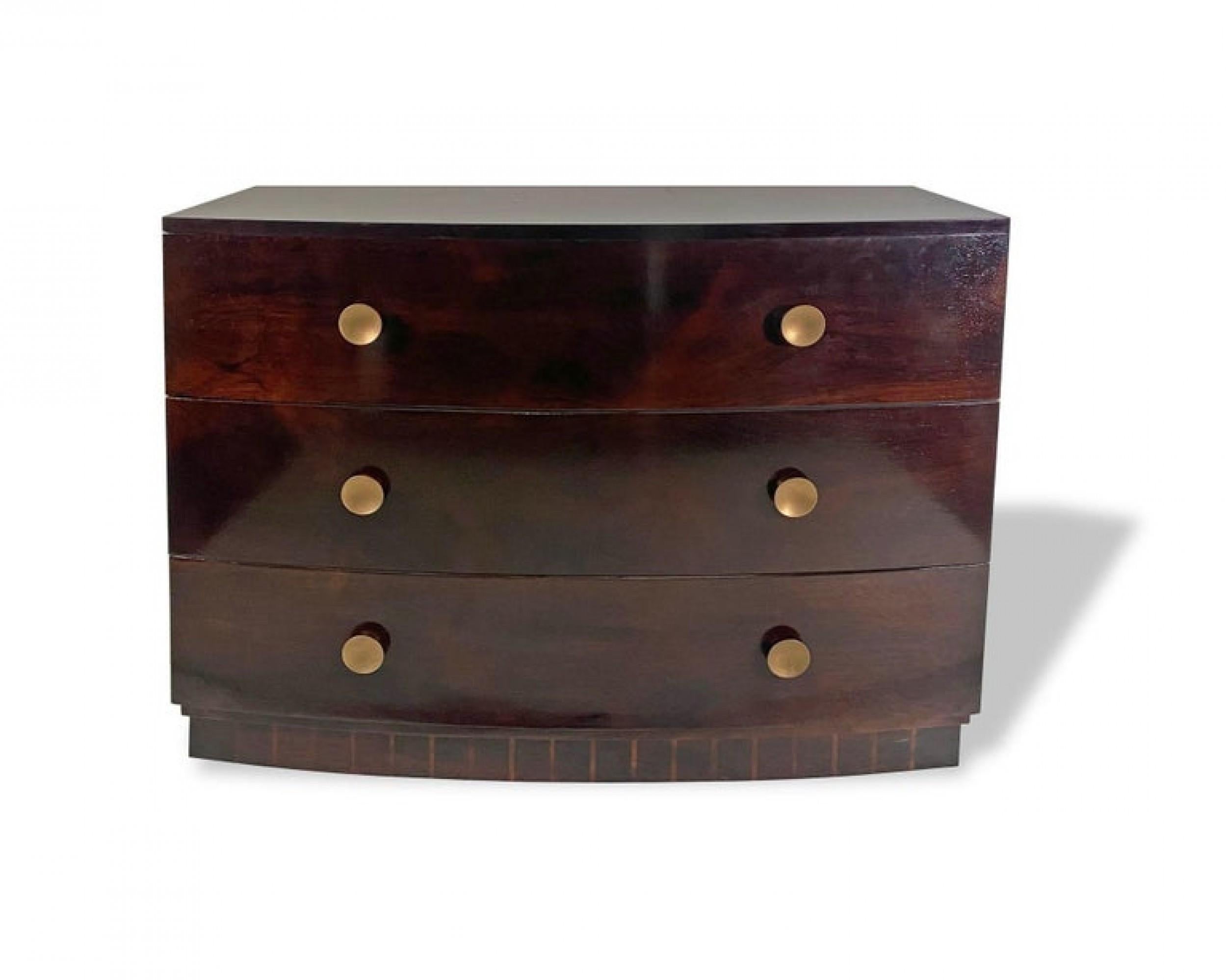 Pair of American Modern Rosewood Three-Drawer Chests, Gilbert Rohde For Sale 2