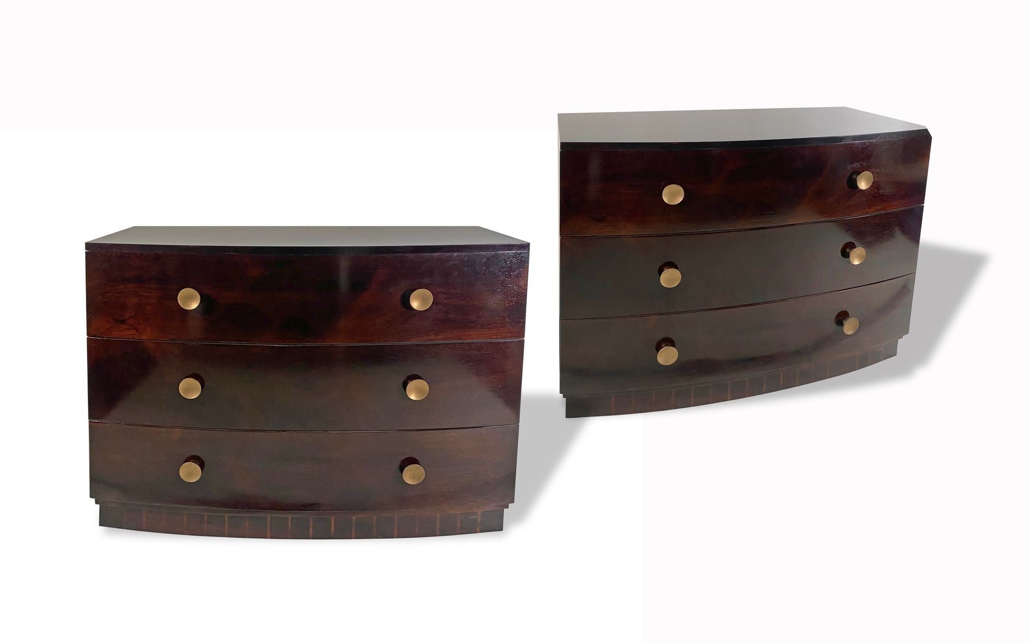 Pair of American Modern Rosewood Three-Drawer Chests, Gilbert Rohde For Sale