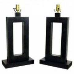Pair of American Modern Rubbed Bronze Table Lamps, Laurel Lamp Company
