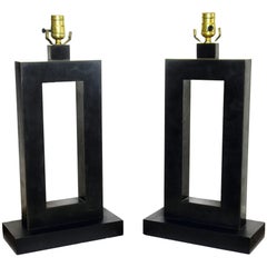 Pair of American Modern Rubbed Bronze Table Lamps, Laurel Lamp Company