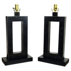 Pair of American Modern Rubbed Bronze Table Lamps, Laurel Lamp Company