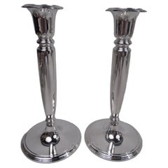 Pair of American Modern Sterling Silver Candlesticks by Tiffany