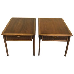 Vintage Pair of American Modern Walnut "Acclaim" Series End Tables by Lane Furniture