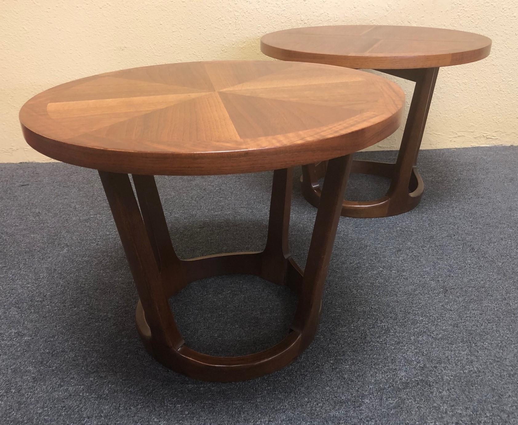 Pair of American Modern Walnut End / Side Tables by Lane Furniture 2