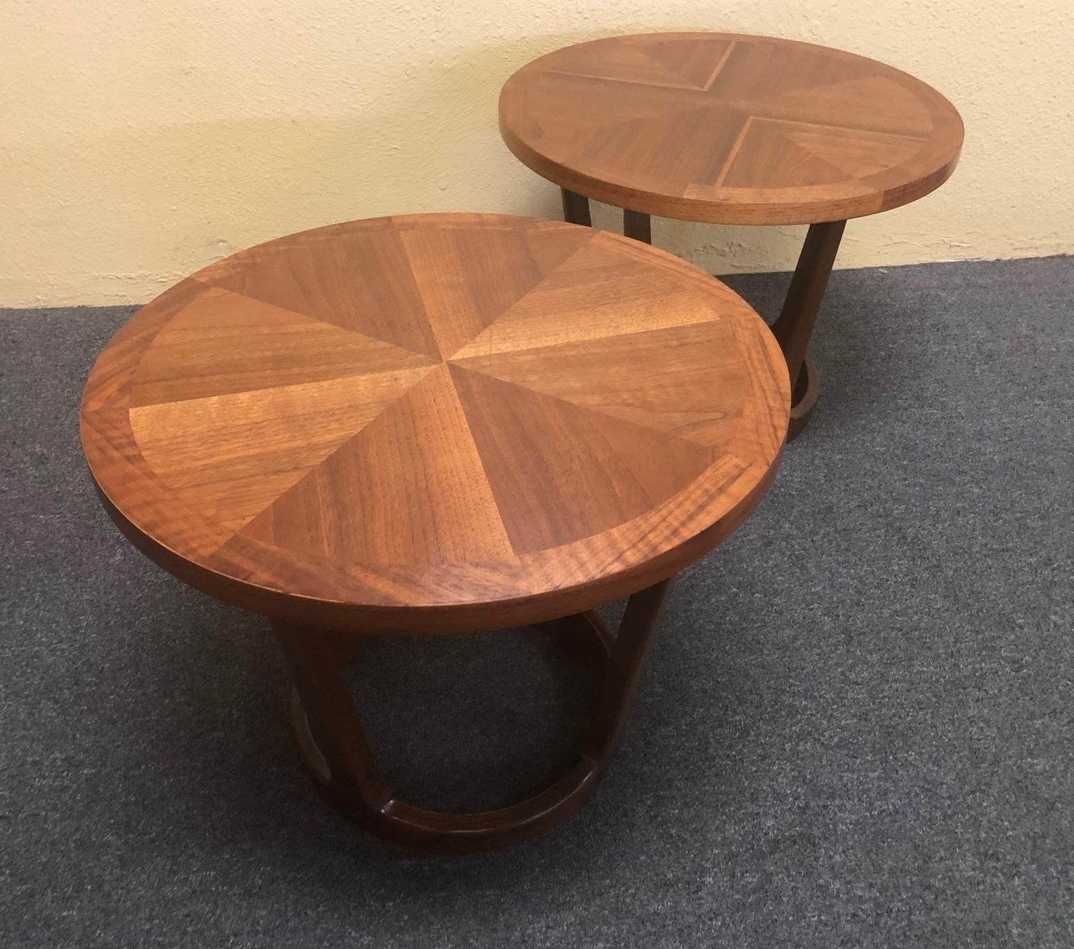 Pair of American Modern Walnut End / Side Tables by Lane Furniture 3