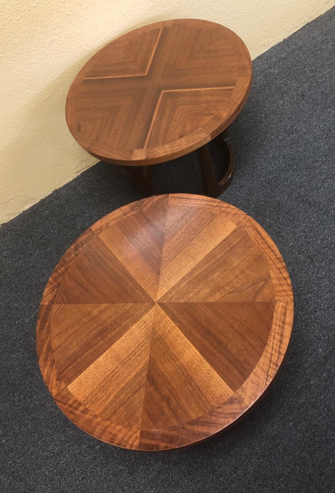 Pair of American Modern Walnut End / Side Tables by Lane Furniture 4