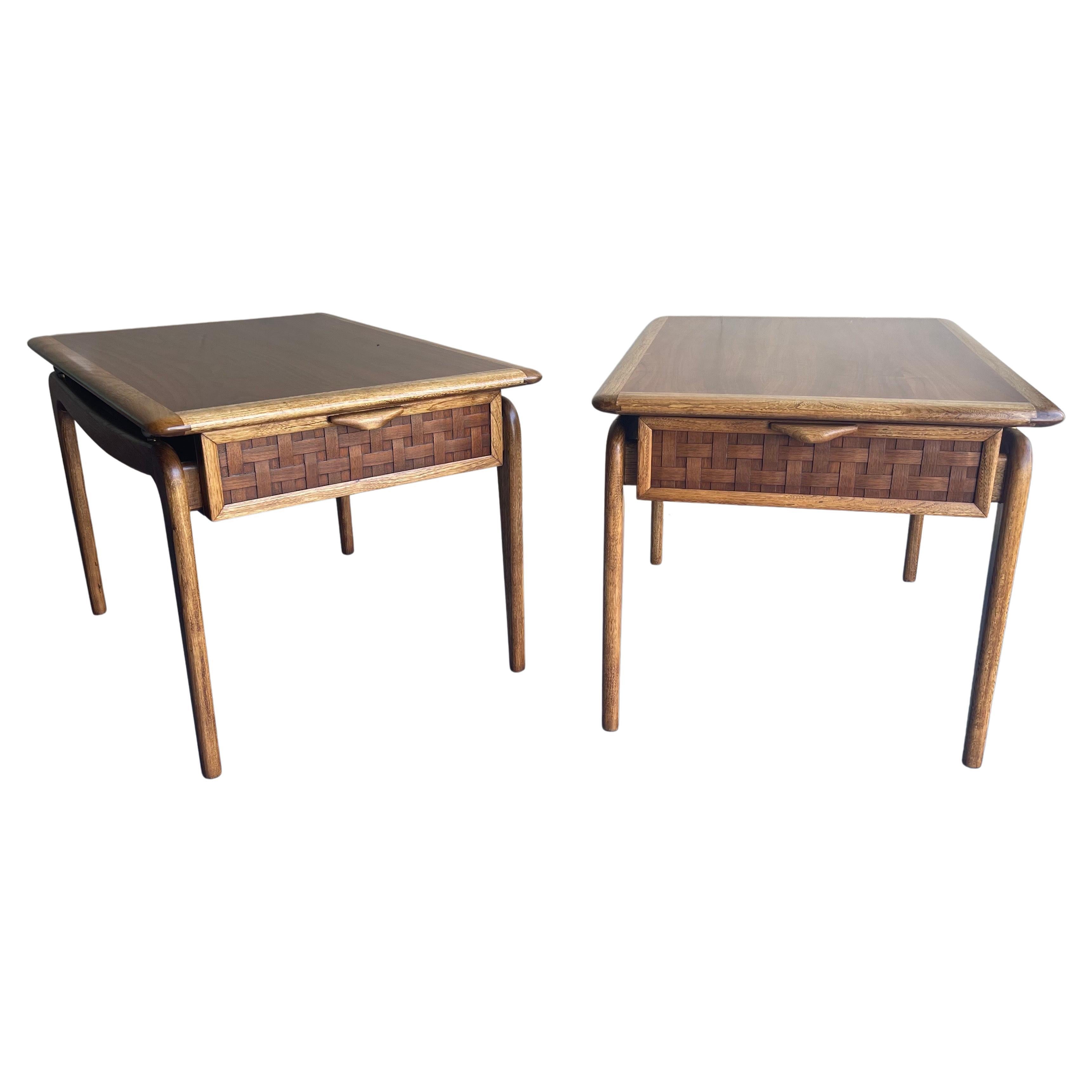 Pair of American Modern Walnut "Perception" Series End Tables by Lane Furniture