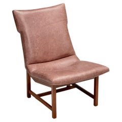 Pair of American Modernist Leather Lounge Chairs