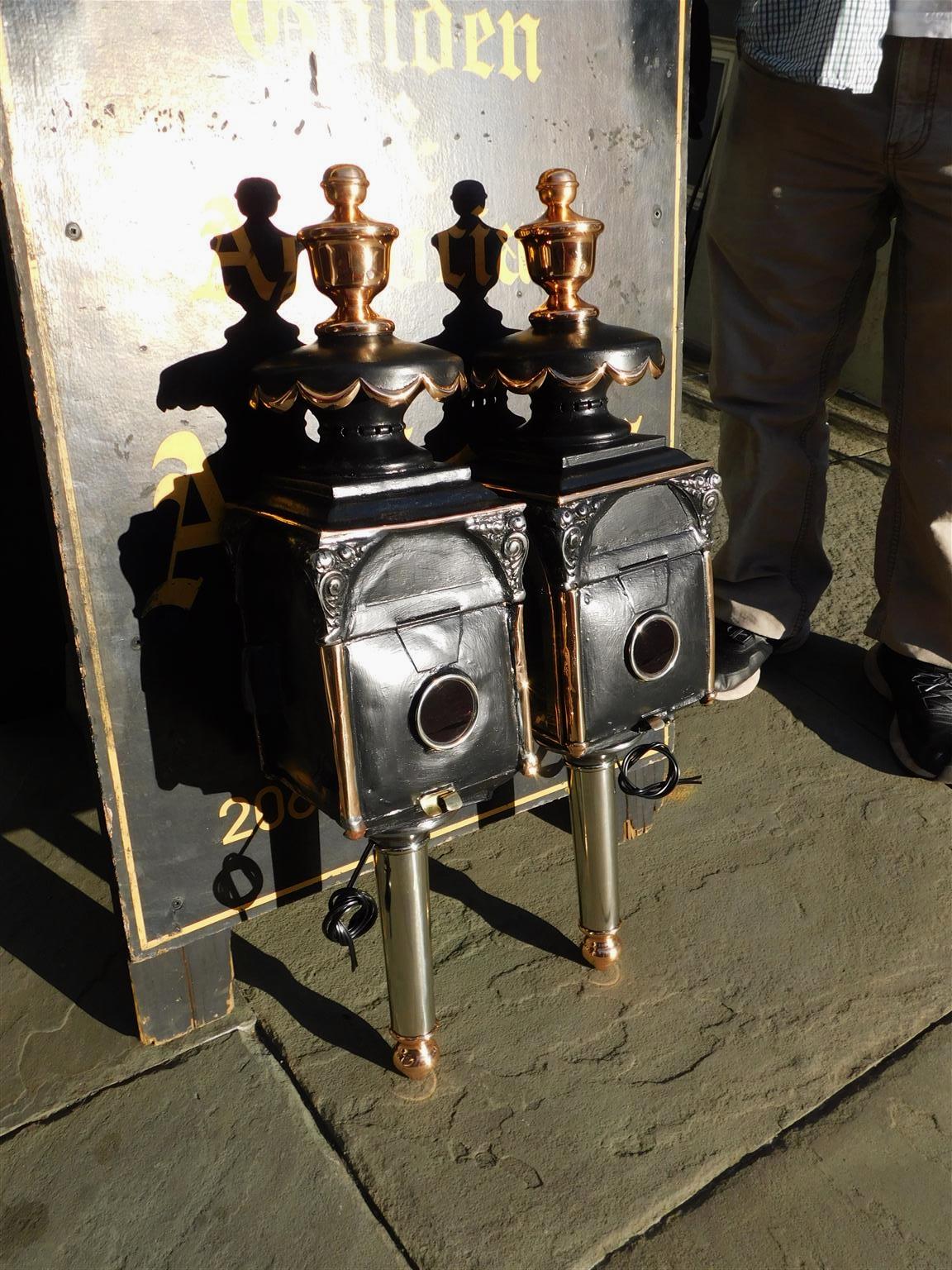 Pair of American Nickel Silver & Brass Coach Lanterns, Rochester, NY. C. 1830 For Sale 4