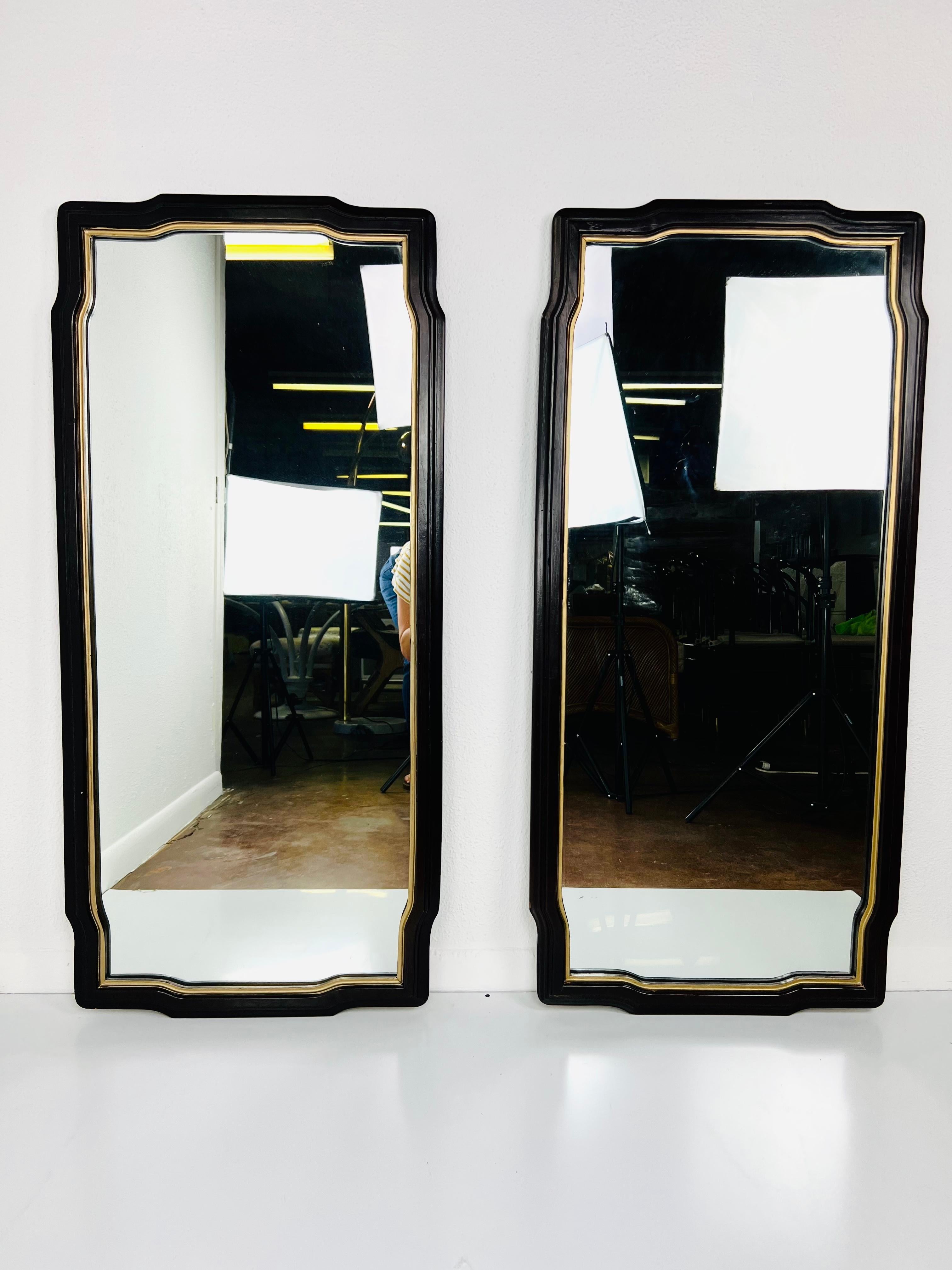 Pair of Hollywood Regency style vintage mirrors by American of Martinsville. Matching dresser available in separate listing.