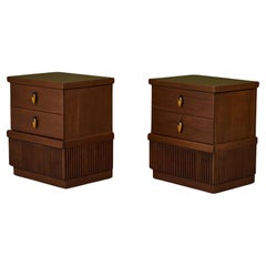 Vintage Pair of American of Martinsville Walnut Nightstands