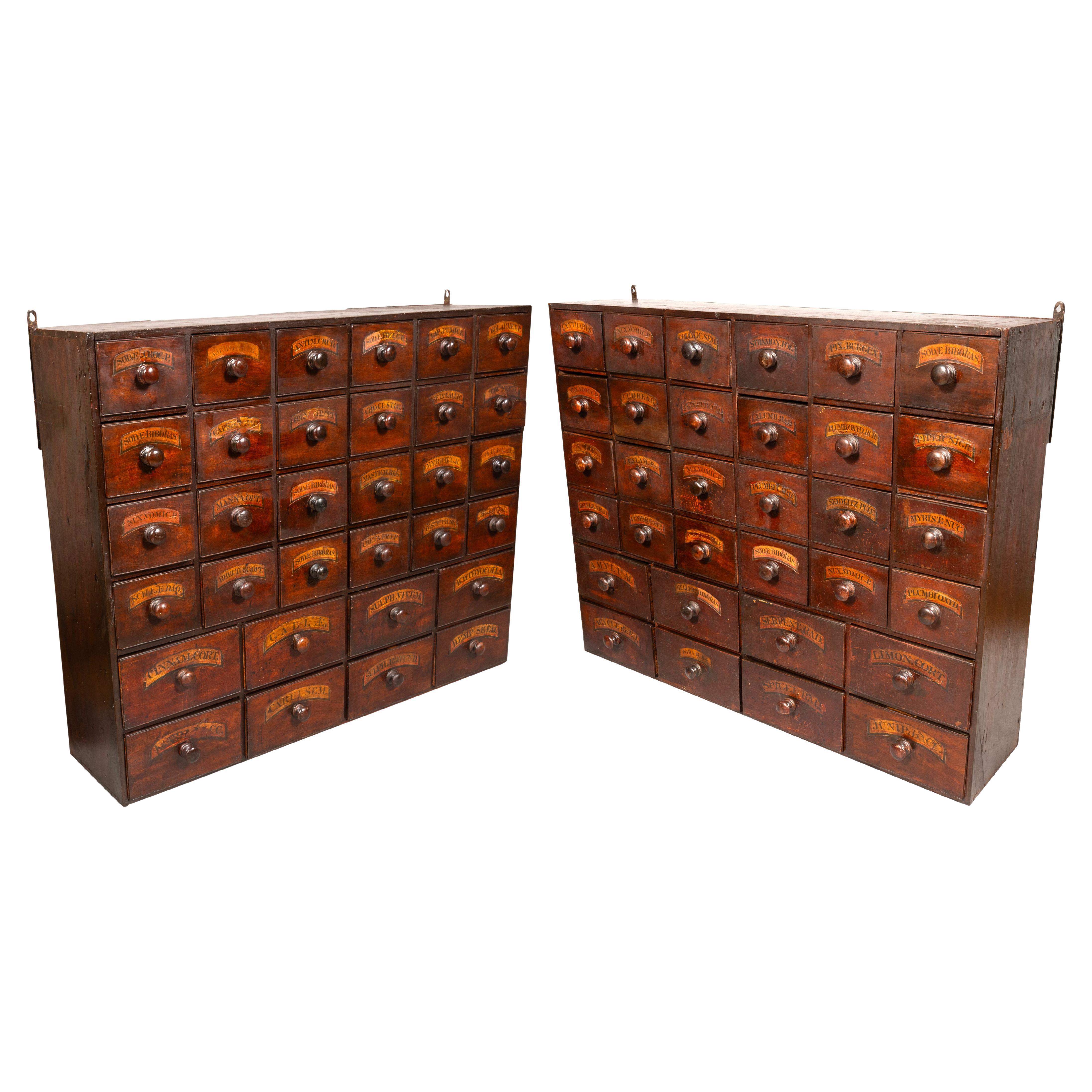 Pair Of American Pine Apothecary Chests For Sale