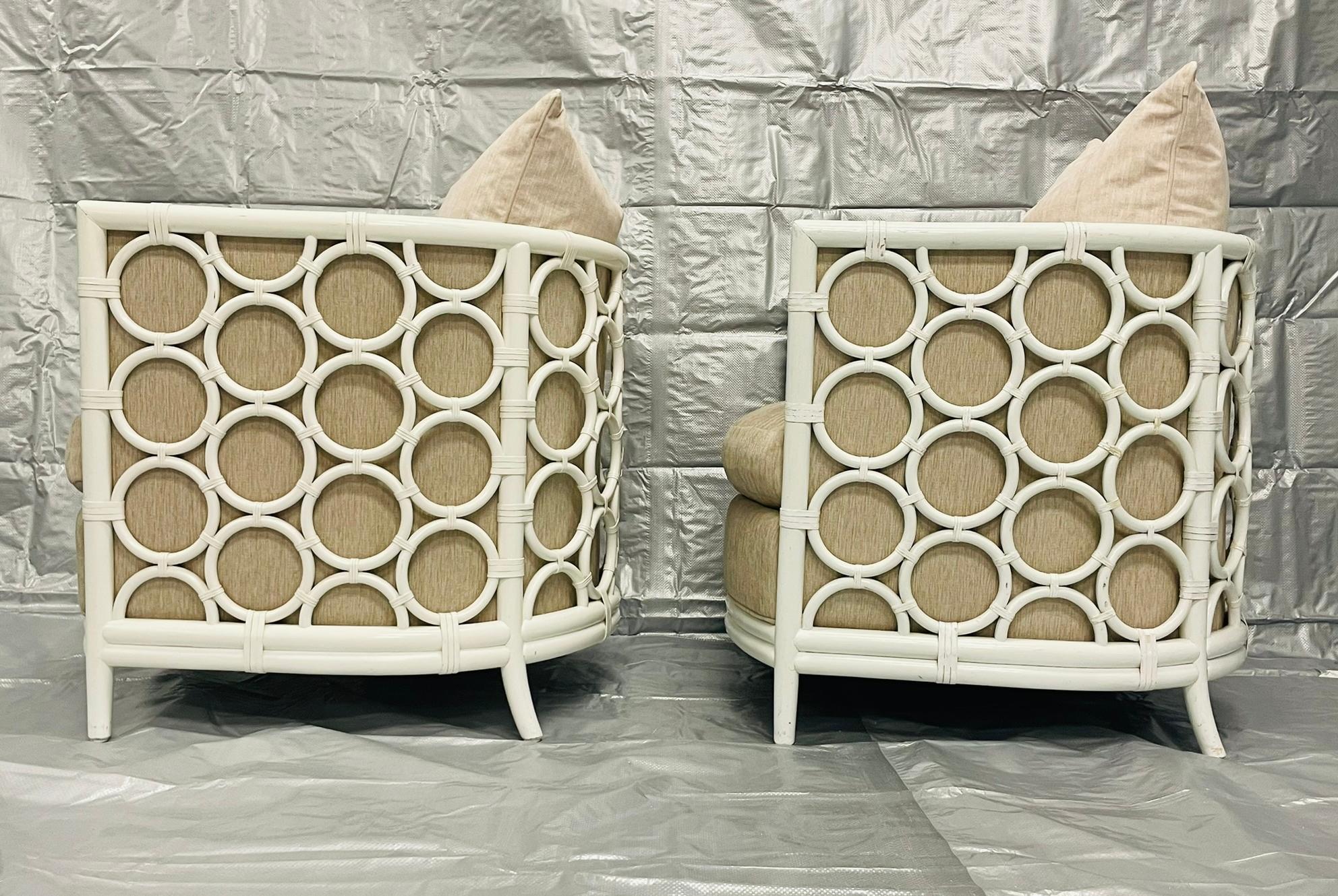 Pair of American Rattan Barrel Armchairs by McGuire, San Francisco im Angebot 2