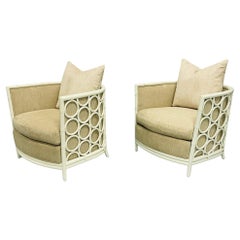 Pair of American Rattan Barrel Armchairs by McGuire, San Francisco