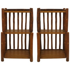 Pair of American Rustic Old Hickory Two-Tier Bedside End Tables