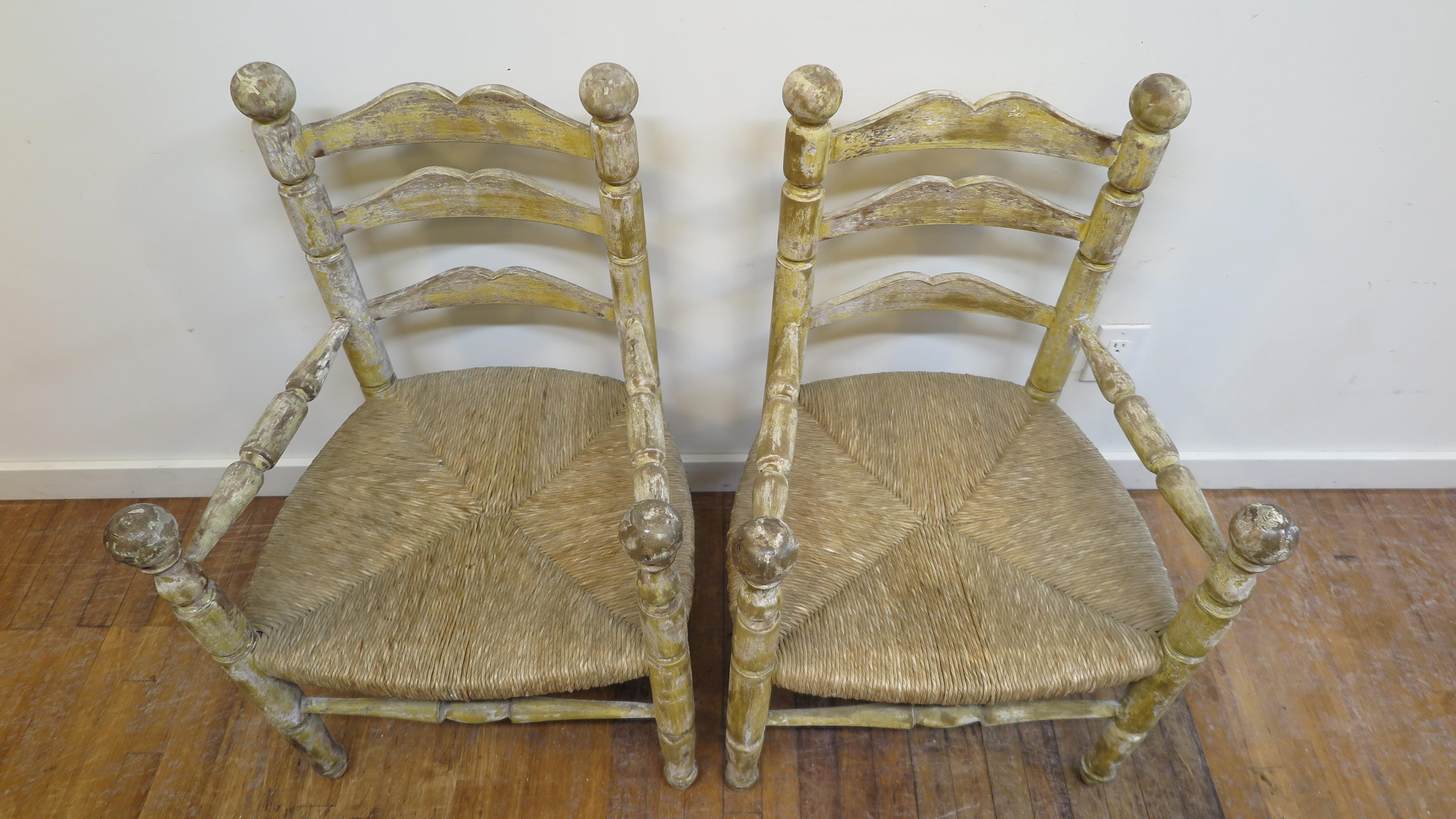 Pair of American Rustic Rush Chairs 1