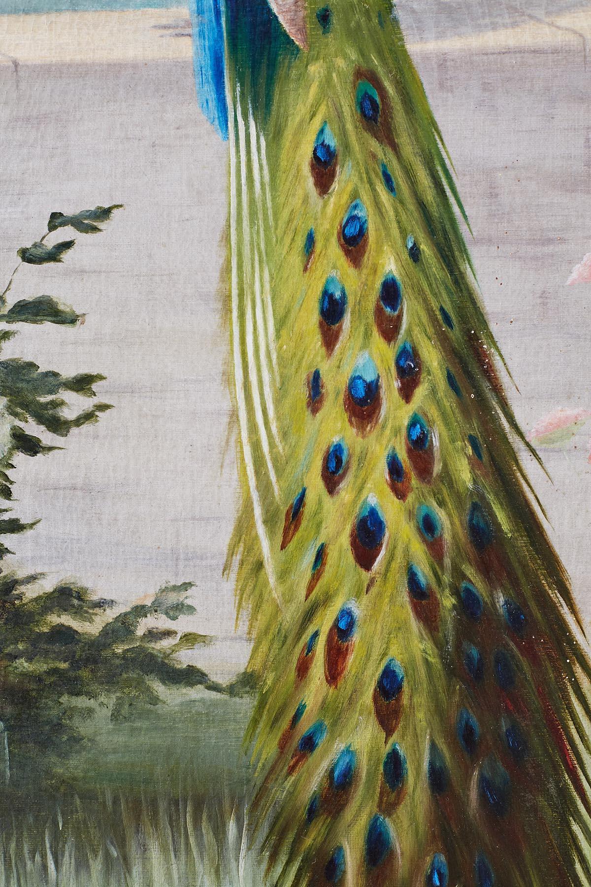 Pair of American School Peacock Paintings, 20th Century 10