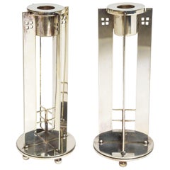 Pair of American Silver Plate Candlesticks, Robert A. M. Stern for Swid Powell