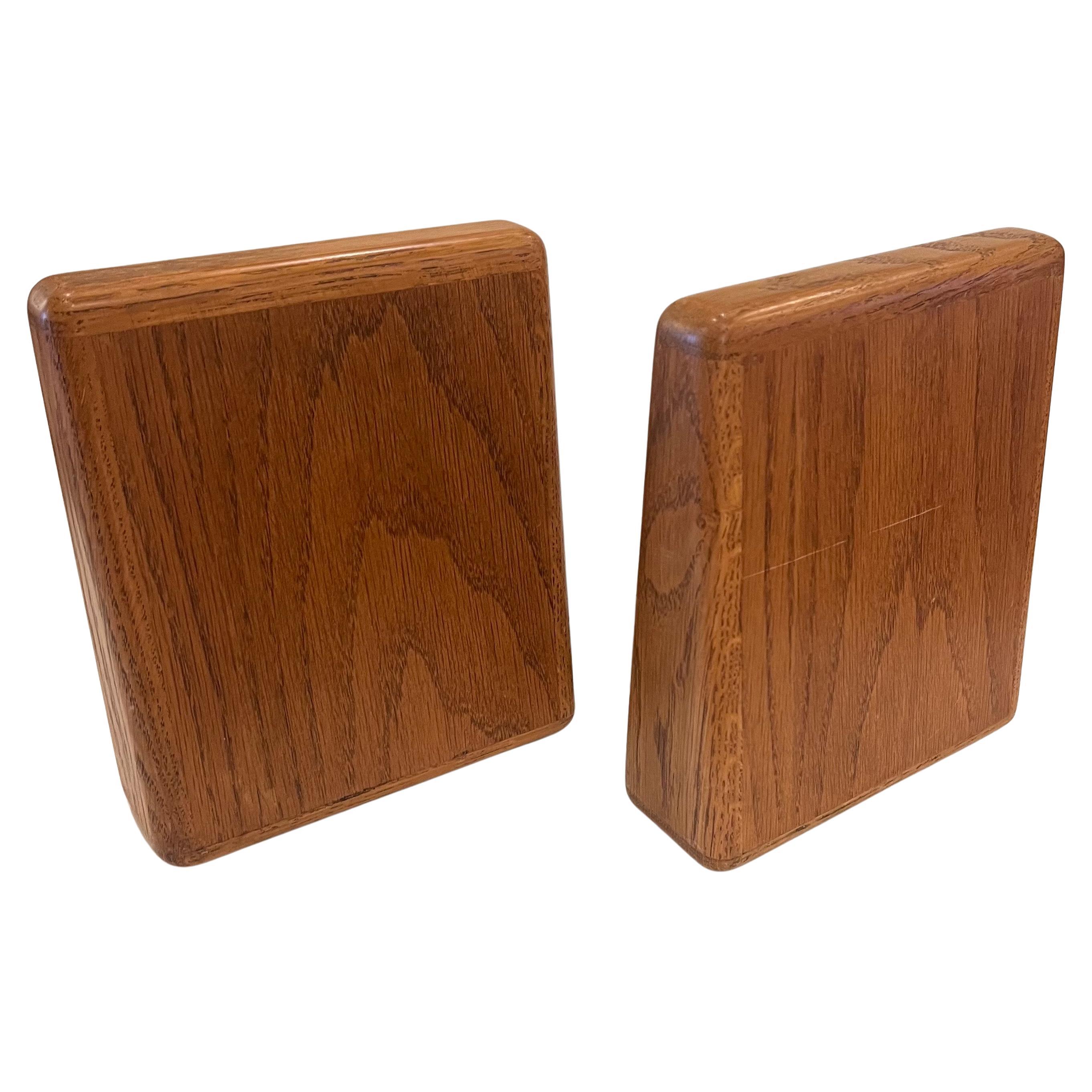 Pair of American solid Oak Bookends California Design