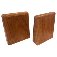 Pair of American solid Oak Bookends California Design